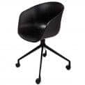Le fauteuil à roulettes About a Chair par HAY - réf. AAC24 - assise en polypropylène, coussin fixe en option, piétement en aluminium muni de roulettes - l'art du design nordique