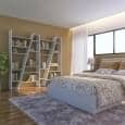 DELTA 1 to 5 columns shelfs, reversible system, wooden mat lacquering