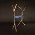 BRANCHE trestles made in solid oiled beechwood, blue powder coating. Designed by AT ONCE