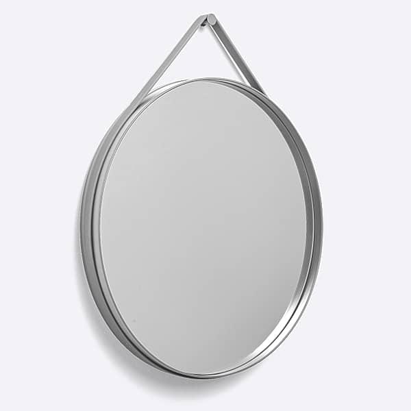 STRAP: a nice round mirror, in powder coated steel, with its silicone strap, HAY.