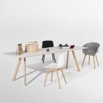 The COPENHAGUE dining table CPH30, in solid wood and plywood, by Ronan and Erwan BOUROULLEC - all dimensions, including extendable