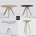 A COPENHAGUE mesa redonda CPH20 e CHP25, feito em madeira maciça e compensado, por Ronan e Erwan Bouroullec - deco e design