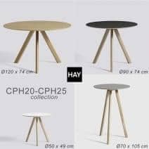 The COPENHAGUE round table CPH20 and CHP25, made in solid wood and plywood, by ronan and erwan bouroullec - deco and design