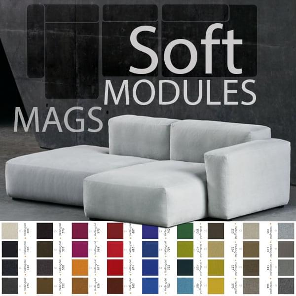 MAGS SOFA SOFT 、反転縫い目、モジュラーユニット、ファブリック、革：自分のsofa作成、 HAY