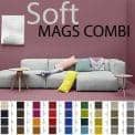 MAGS SOFA SOFT, com costuras invertidas, combinações, tecidos e couros, HAY