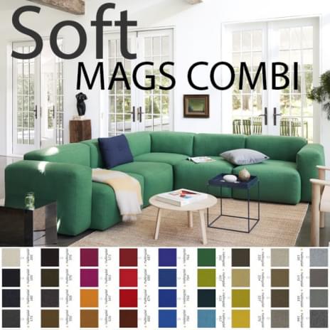 MAGS SOFA SOFT, with inverted seams, combinations, fabrics and leathers, HAY