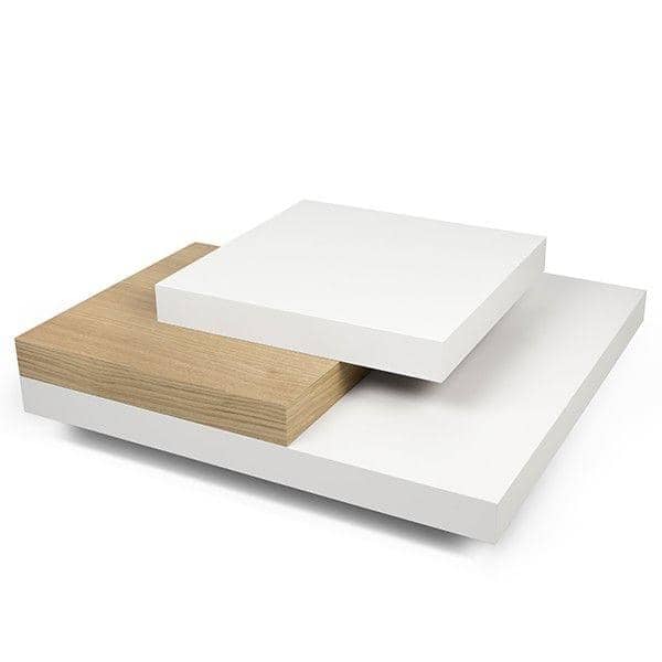 Slate Coffee Table Temahome Square Coffee Table High Density Honeycomb Structure 90 X 90 X 30 Cm White Matte And Oak Veneer