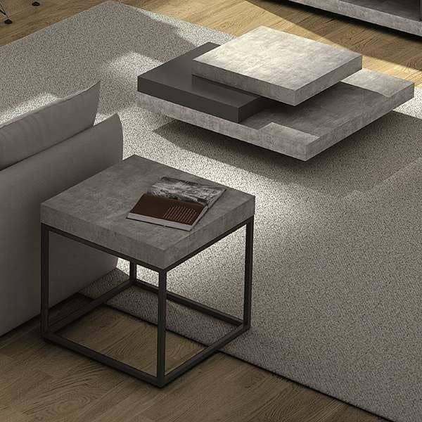 PETRA, tavolino e tavolino: aspetto cemento e acciaio, senza cemento - progettata da IN ES MARTINHO