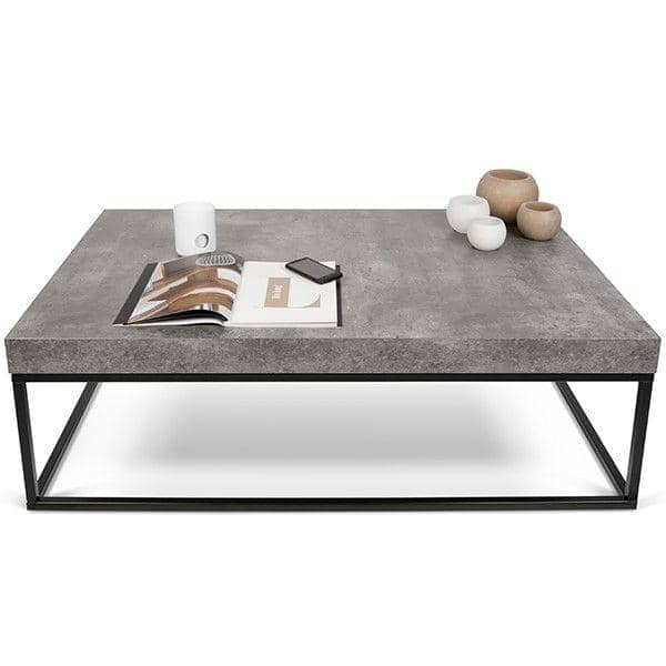 PETRA, coffee table and side table : concrete aspect and steel, without concrete - designed by INÊS MARTINHO