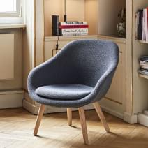 ABOUT UN LOUNGE CHAIR -. ref AAL82 - respaldo bajo, 4 patas de madera, en diferentes acabados, amplia variedad de colores, coj&iacute;n