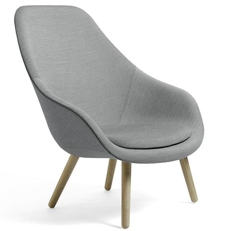 ABOUT一个LOUNGE CHAIR -参考AAL92 -高靠背，4条腿的木头，在不同的款式，丰富的颜色，额外的可拆卸坐垫可选-最大的舒适度和定制- HAY DESIGN