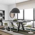 APEX dining table, compact or extendable 200/250 cm x 100 cm: concrete aspect
