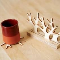 SOUS BOIS, juego de 4 platos, haya maciza y contrachapado de chopo, eco-dise&ntilde;o