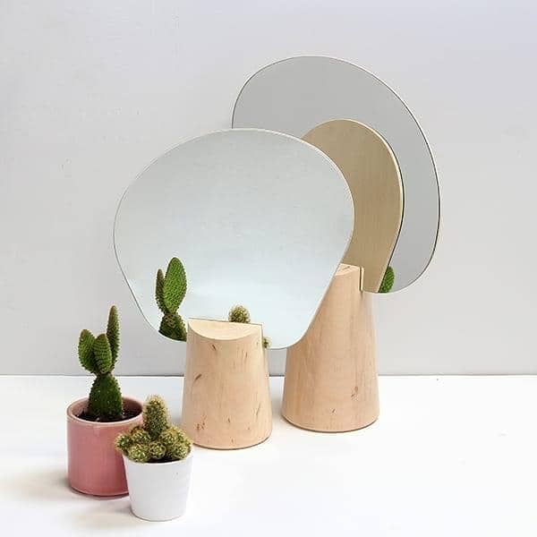PING PONG, de pé espelho, faia maciça, cal e vidro madeira compensada, eco-design