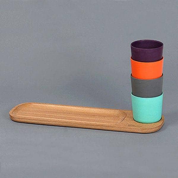 BISTRO 2, beechwood serving board with cup, solid beech and bamboo fibre