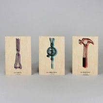 Cartes Postales tools, lot de 3 cartes postales, &eacute;rable, design &eacute;co-responsable