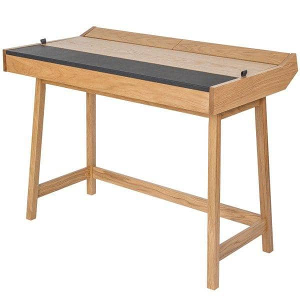 Retro Un Bureau Fonctionnel 3 Volets Finition Chene Et Cuir