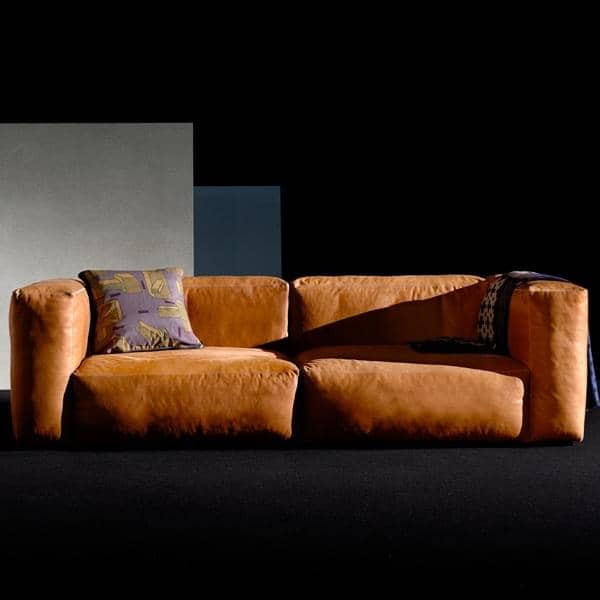 MAGS SOFA SOFT, Module in Leder, invertierte Nähte, kreieren Sie Ihr eigenes sofa, HAY