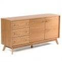 KENSAY sideboard, ​​145 x 40 x 75 cm, made in oak, 3 drawers, 2 doors and fixed shelf