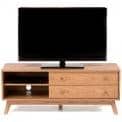 Meuble TV KENSAY, 130 x 45 x 50 cm, en chêne, 2 tiroirs, étagère ajustable