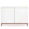 BLANCO sideboard, ​​120 x 48 x 85 cm, made in solid oak and white painted wood, 2 doors, adjustable shelf
