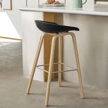 ABOUT A STOOL， HAY 的吧台凳 - 編號 AAS32 - 木質底座，100%再生塑膠外殼