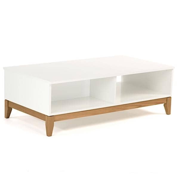 BLANCO coffee table, solid oak structure, white top plate