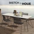 SKETCH, garden table, bamboo and epoxy steel