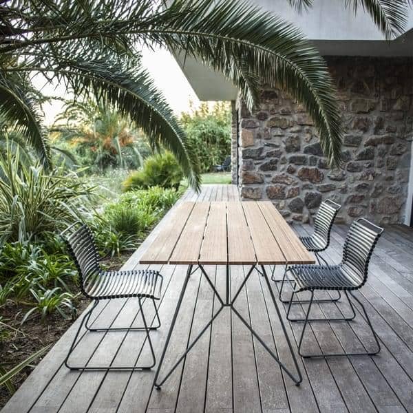 Table SKETCH, bambou et acier laqué epoxy gris, outdoor