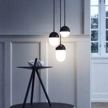 DOT, lampe suspension, m&eacute;tal perfor&eacute; et verre opale