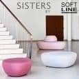 SISTERS, a collection of three poufs, organic, sculptural and versatile