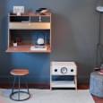 Mural secretary : Gaston by Hartô, oak veneer and leather tongues
