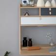 Mural secretary : Gaston by Hartô, oak veneer and leather tongues