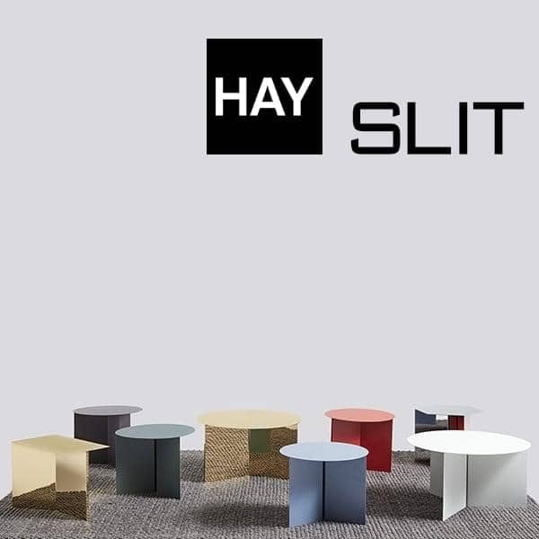 SLIT side tables: round, rectangular and hexagonal. Beautiful colors and  materials.