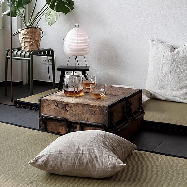 Elegancia en simplicidad cama tatami de bambú natural ia generativa