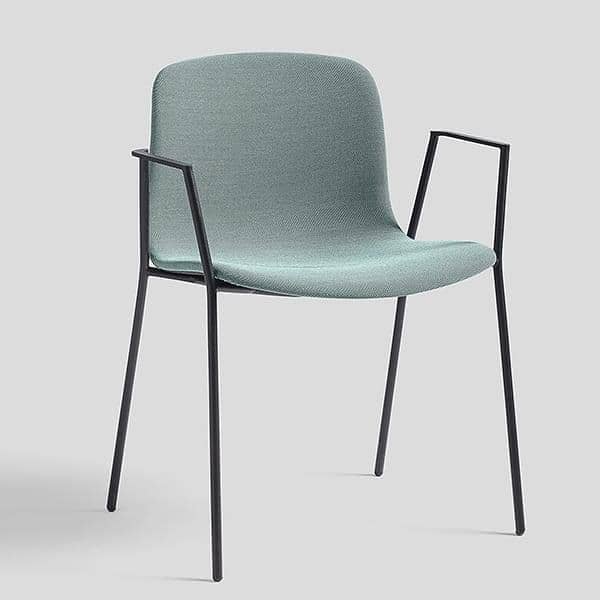 fragment Humaan toevoegen aan The chair ABOUT A CHAIR by HAY - AAC 19 - upholstered seat, stackable,  curved steel armrests and legs.
