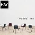 The chair ABOUT A CHAIR by HAY - AAC 17 - upholstered seat, stackable, curved steel legs.