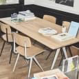 The RESULT chair by HAY - seat in fabric or leather in option - cut steel, and moulded plywood seat and back