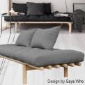 PACE: divano letto e chaise longue trasformabili in letto supplementare, inclusi futon e due cuscini