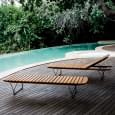 The MOLO deckchair, 5 positions, in bamboo and steel structure
