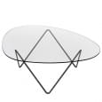 PEDRERA coffee table, slender base and glass table top. GUBI