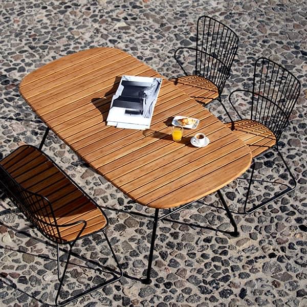 Beam Oval Folding Table In Bamboo And Powder Coated Steel Outdoor By Houe Dining 6 8 Persons Set 4 Chairs Paon Black Base Beam Oval Folding Table In Bamboo And, Bamboo Outdoor Furniture