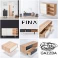 FINA, gamme de mobiliers en chêne massif et linoléum, par GAZZDA