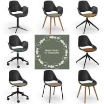 FALK, una silla con un confort de asiento excepcional, fabricada a partir de residuos pl&aacute;sticos dom&eacute;sticos. Houe