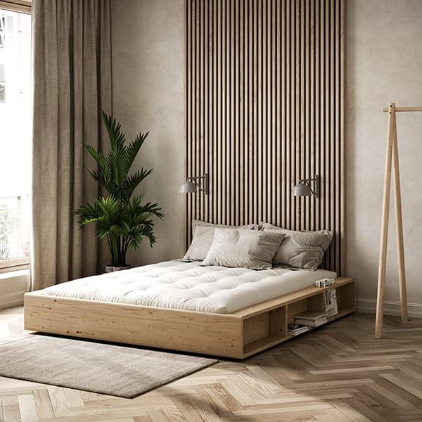 Ziggy, un letto in legno massello, pensato per essere pratico e funzionale  Letto ZIGGY, struttura in legno naturale, futon doppio in lattice - 140 x  200 cm - struttura in legno naturale