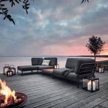 Muebles de jard&iacute;n LEVEL para componer, alta calidad, sof&aacute;, otomana y mesa de centro