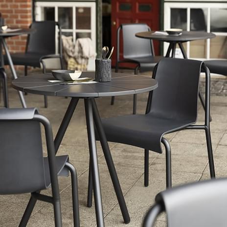NAMI outdoor chair, shell made from plastic waste, by HOUE