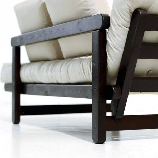 Quagga Extra Redondear a la baja BEAT un sofá-cama de dos plazas que se puede transformar en cama o sillón,  uno y otro lado del sofá - deco y diseño Estructura natural: futón  (Estándar), 2 cojines incluido (40