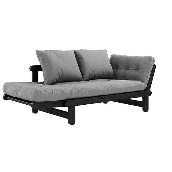 BEAT sofá-cama de dos plazas que se puede transformar en cama o sillón, uno y otro lado del sofá - deco y diseño Negro-Wenge Estructura: futón (Estándar), cojines incluidos (40