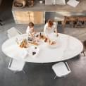 The ELYPS dining table, Xeramica® ceramic tray, structure and base in lacquered stainless steel, suitable for indoor or outdoor 